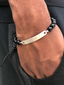 Custom Black Stretch Bead Bracelet