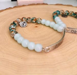Custom Blue Glass Bead Bracelet